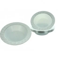 Bol En Plastique Argent Diamant 18Cm X 5 Pi Ces