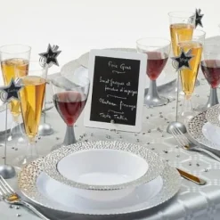 Bol En Plastique Argent Diamant 18Cm X 5 Pi Ces