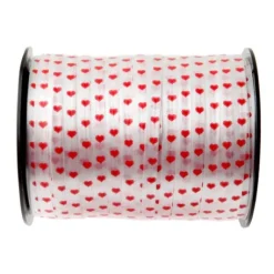 Bolduc Blanc Avec Coeur Rouge 50 M Tres