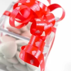 Bolduc Rouge Avec Coeur Blanc 50 M Tres