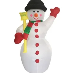Bonhomme De Neige Gonflable Avec Bonnet Echarpe Et Balai 180Cm