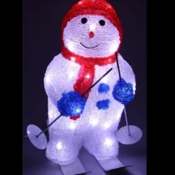 Bonhomme De Neige Lumineux Acrylique Sur Ski