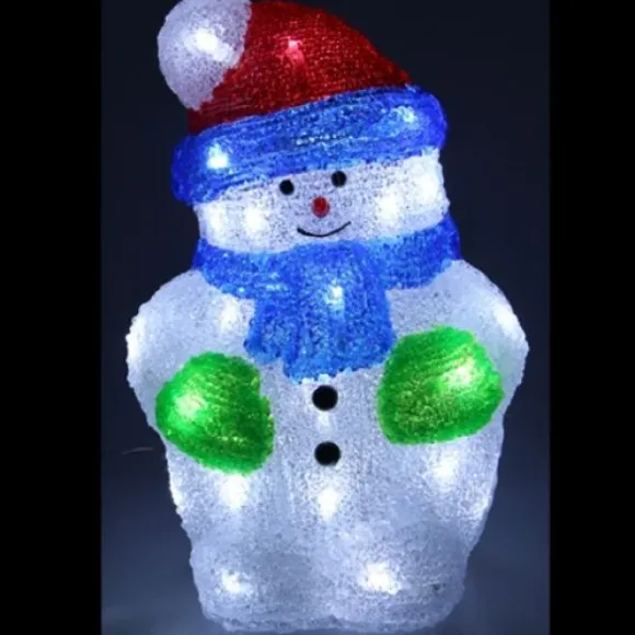 Bonhomme De Neige Lumineux Acrylique 30 Led Blanc