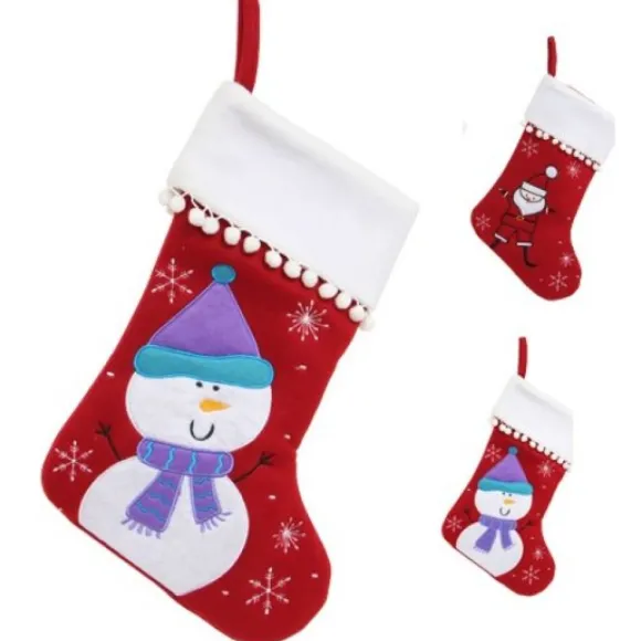Botte Chaussette De Noel En Feutrine Bonhomme Pere Noel