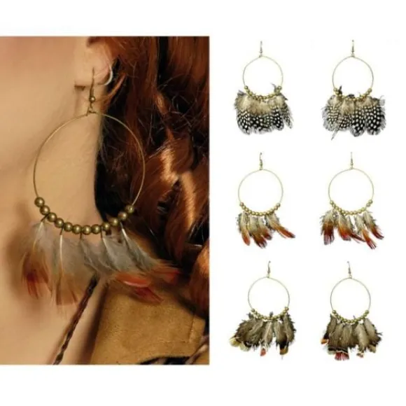 Boucles D'Oreilles En Plumes 3 Assorties