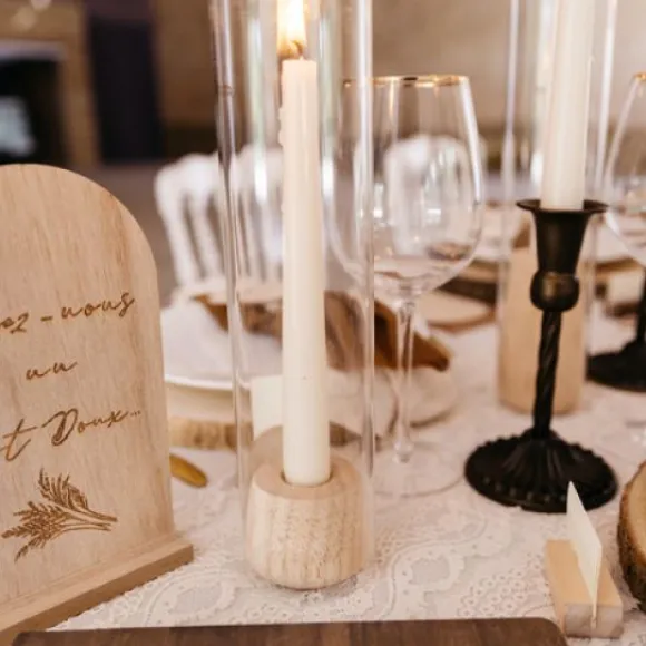 Bougeoir Baltazar En Bois Et Verre