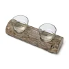 Bougeoir Double Rondin De Bois Avec 2 Photophores