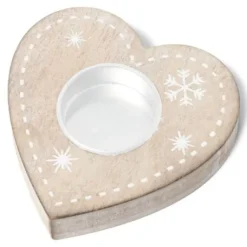 Bougeoir En Bois Forme Coeur Naturel