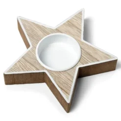 Bougeoir En Bois Forme Toile Naturel