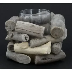 Bougeoir En Bois Nature 13Cm