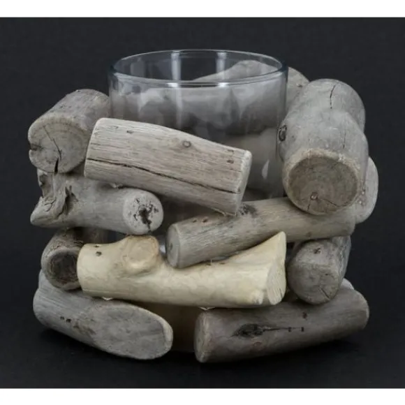 Bougeoir En Bois Nature 13Cm