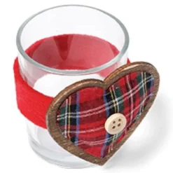 Bougeoir En Verre Avec Coeur Tissu Ecossais