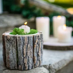 Bougeoir Rondin De Bois Avec Photophore