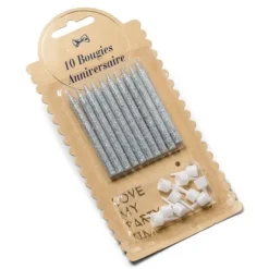 Bougie Anniversaire Argent Paillet Es X 10 Pi Ces