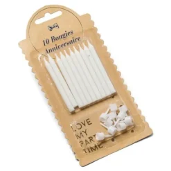 Bougie Anniversaire Blanche Paillet Es X 10 Pi Ces