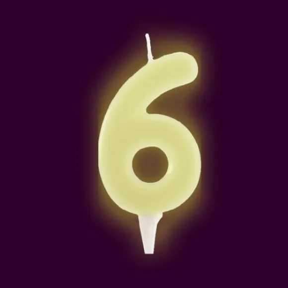 Bougie Anniversaire Chiffre 6 Phosphorescente