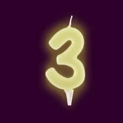 Bougie Anniversaire Chiffre 3 Phosphorescente