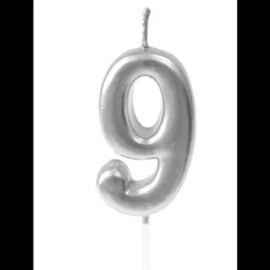 Bougie Anniversaire Chiffre 9 Argent