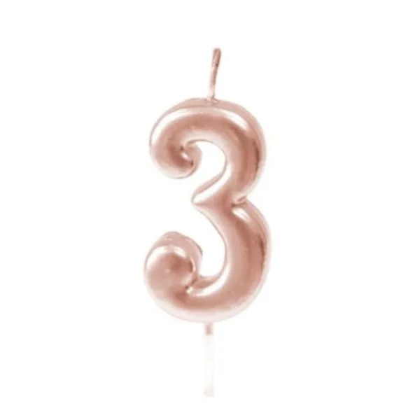 Bougie Anniversaire Chiffre 3 Rose Gold