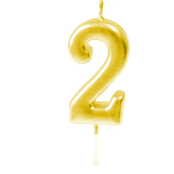 Bougie Anniversaire Chiffre 2 Or