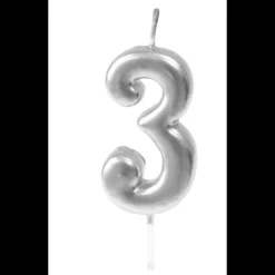 Bougie Anniversaire Chiffre 3 Argent