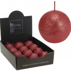Bougie Boule Décorative Rouge 7Cm