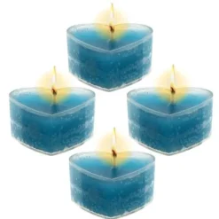 Bougie Chauffe Plat Coeur Turquoise X 4 Pi Ces