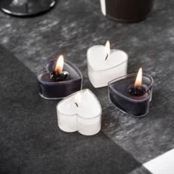 Bougie Chauffe Plat Coeur Noir X 4 Pi Ces