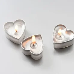 Bougie Chauffe Plat Coeur Argent X 4 Pi Ces