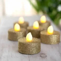 Bougie Chauffe Plat Led Paillet Or X 3 Pi Ces