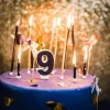 Bougie Chiffre 9 Paillet E Bleu Marine