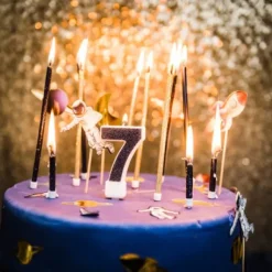 Bougie Chiffre 7 Paillet E Bleu Marine