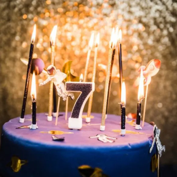 Bougie Chiffre 7 Paillet E Bleu Marine