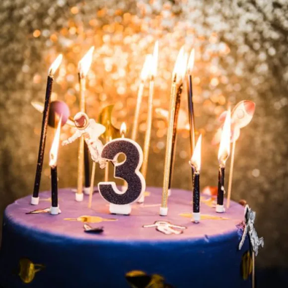 Bougie Chiffre 3 Paillet E Bleu Marine