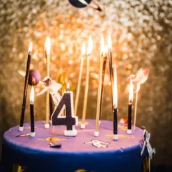 Bougie Chiffre 4 Paillet E Bleu Marine