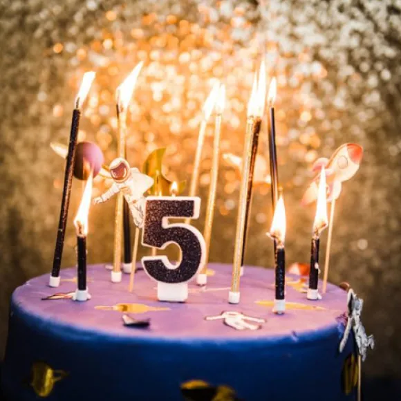 Bougie Chiffre 5 Paillet E Bleu Marine