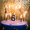 Bougie Chiffre 6 Paillet E Bleu Marine