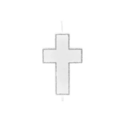 Bougie Communion Croix Paillet Argent