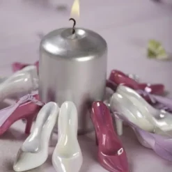 Bougie Cylindrique Argent M Tal 10Cm