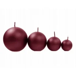 Bougie Mariage Boule Bordeaux 6Cm X 10 Pi Ces