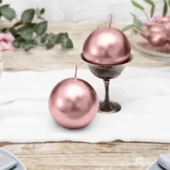 Bougie Mariage Boule Rose Gold 8Cm X 6 Pi Ces