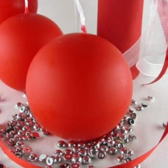 Bougie Mariage Boule Rouge 6Cm