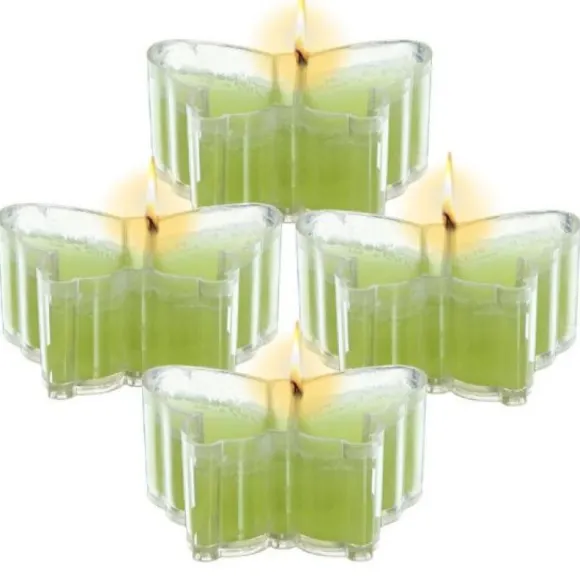 Bougie Mariage Chauffe Plat Papillon Vert Anis X 4 Pi Ces