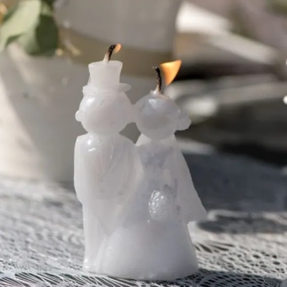 Bougie Mariage Mr Mrs Blanche