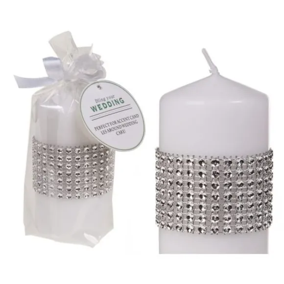 Bougie Mariage Pilier Blanche Avec Strass