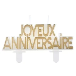 Bougie Originale Joyeux Anniversaire Or 8X7 Cm