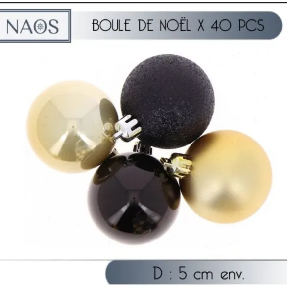 Boule De Noel Assorties Noir Et Or X 40 Pi Ces