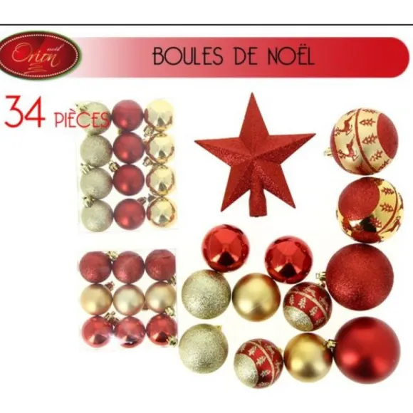 Boule De Noel Assorties Rouge Et Or X 34 Pi Ces