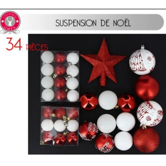 Boule De Noel Assorties Rouge Et Blanc X 34 Pi Ces