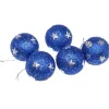 Boule De Noel Bleu 5Cm Avec Etoile X 5 Pi Ces